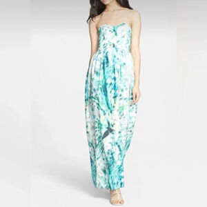 PARKER Bayou Strapless Silk Maxi Dress Women's size Medium Wedding Formal Party